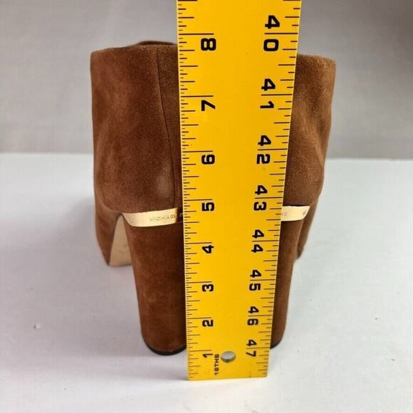 Michael Kors Ankle Boots Womens 8.5 Haven Brown Suede High Heels Almond Toe - Picture 11 of 11